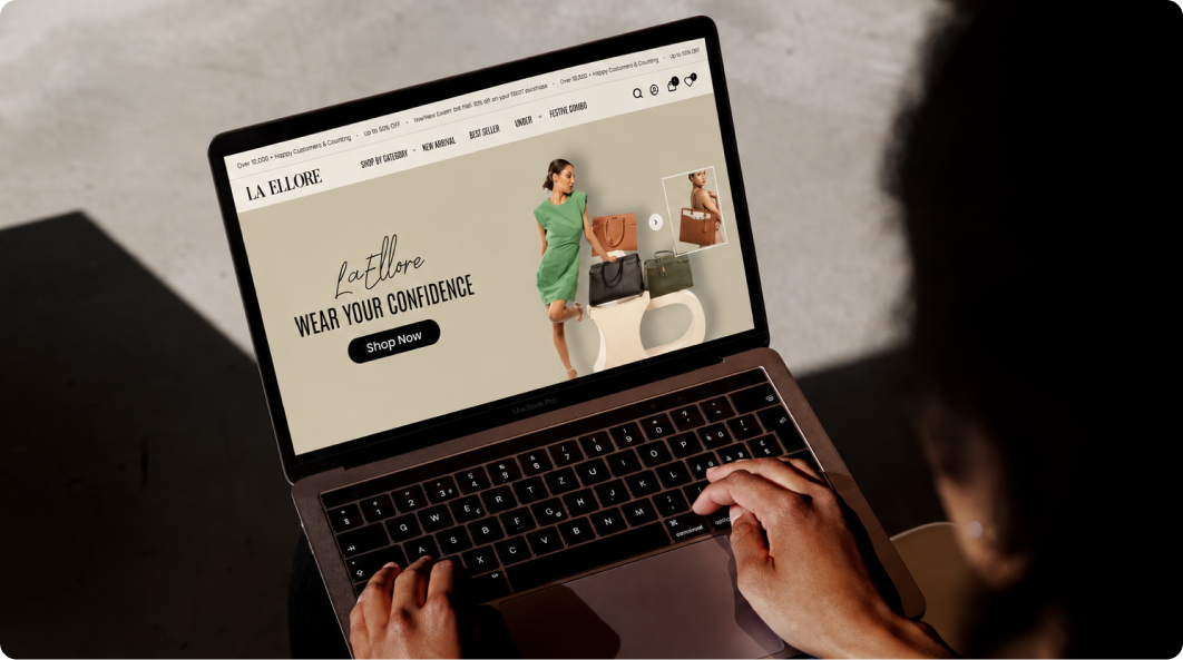 La Ellore Shopify store on a laptop