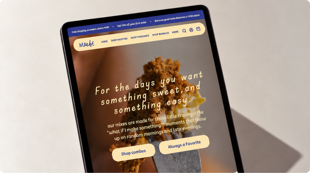 Maebe Foods store on a tablet
